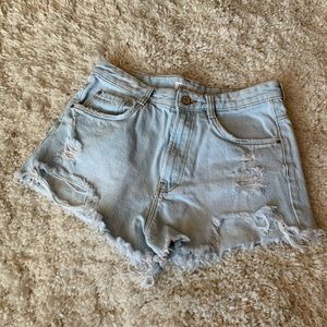 Zara High Waisted Mom Jean Shorts